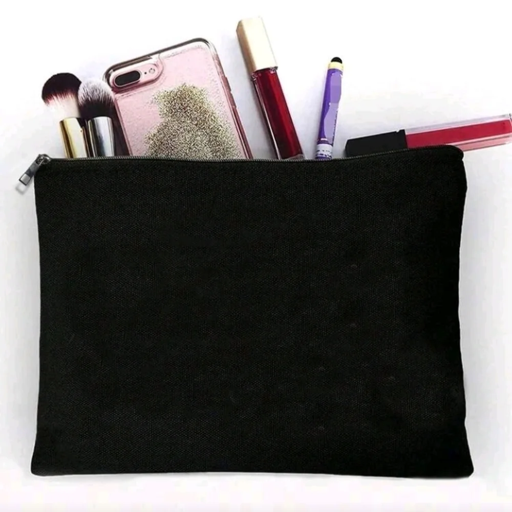 Black Tooth Care Stuff Canvas Zipper Purse Pouch Bag with Fun Teeth Graphics